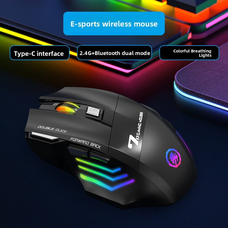 Wireless Gaming Mouse with Silent Click and RGB Lighting