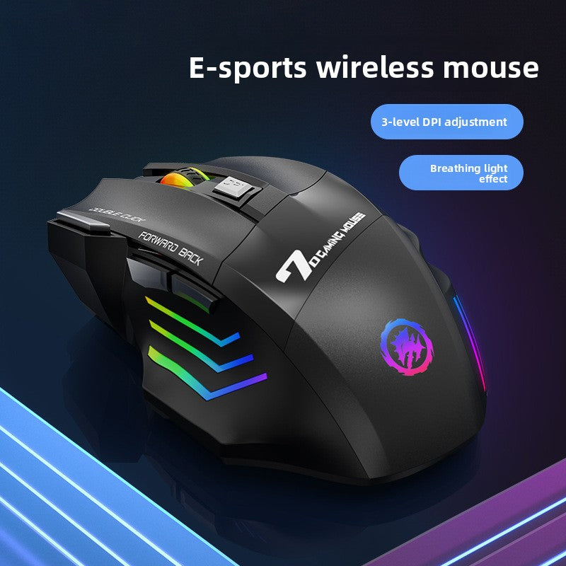 Wireless Gaming Mouse with Silent Click and RGB Lighting