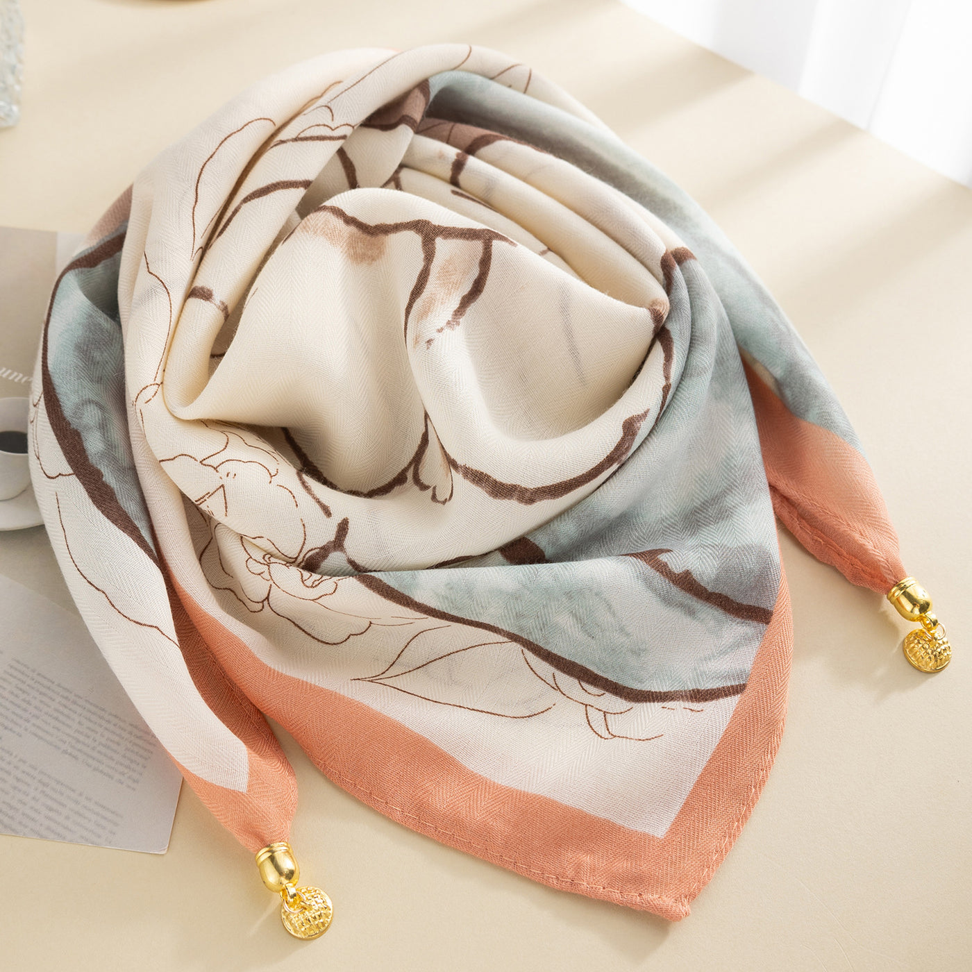 Magnetic Buckle Cotton Square Scarf