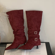Women's Detachable Buckle High Heel Boots