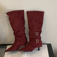 Women's Detachable Buckle High Heel Boots