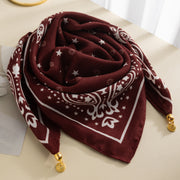 Magnetic Buckle Cotton Square Scarf