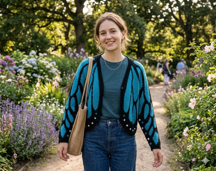 Butterfly Batwing Sleeve Knit Cardigan