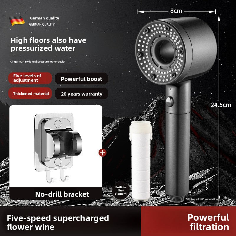 Turbo Air Booster Shower Head with Filter