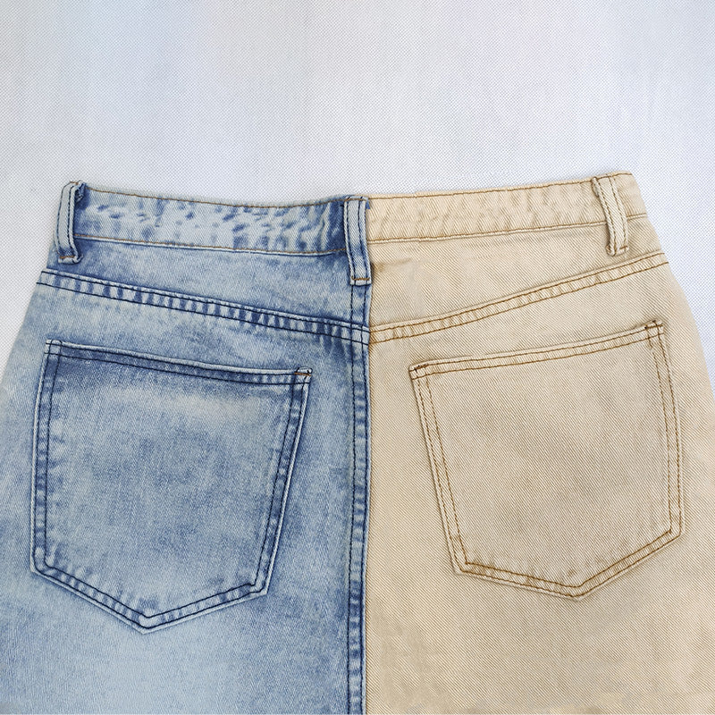 Slim-Fit Two-Tone Denim Jeans