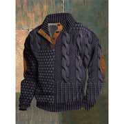 Mens Stand Collar Printed Polo Sweatshirt