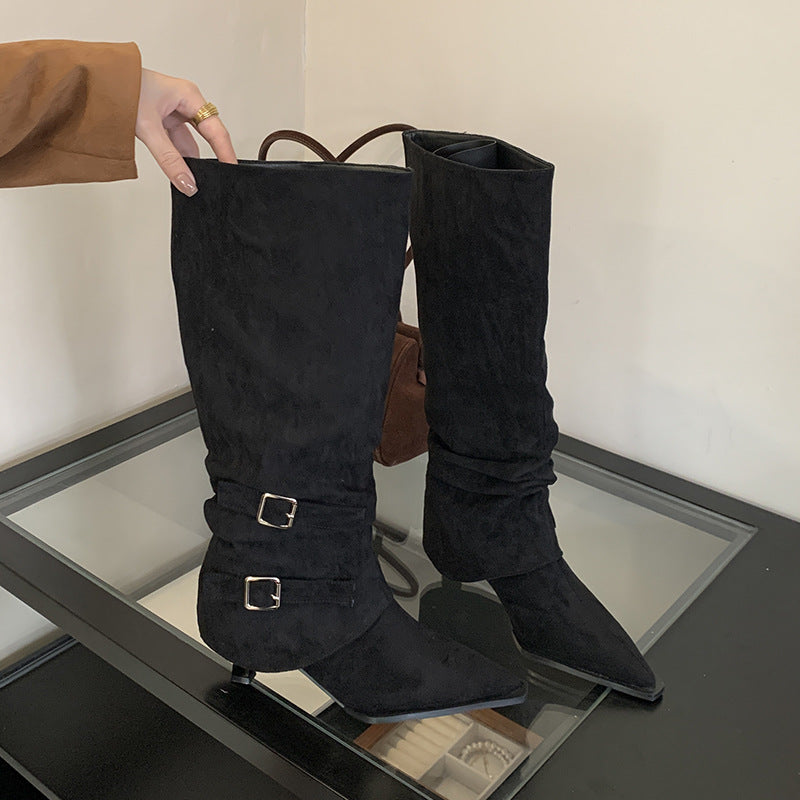 Women's Detachable Buckle High Heel Boots