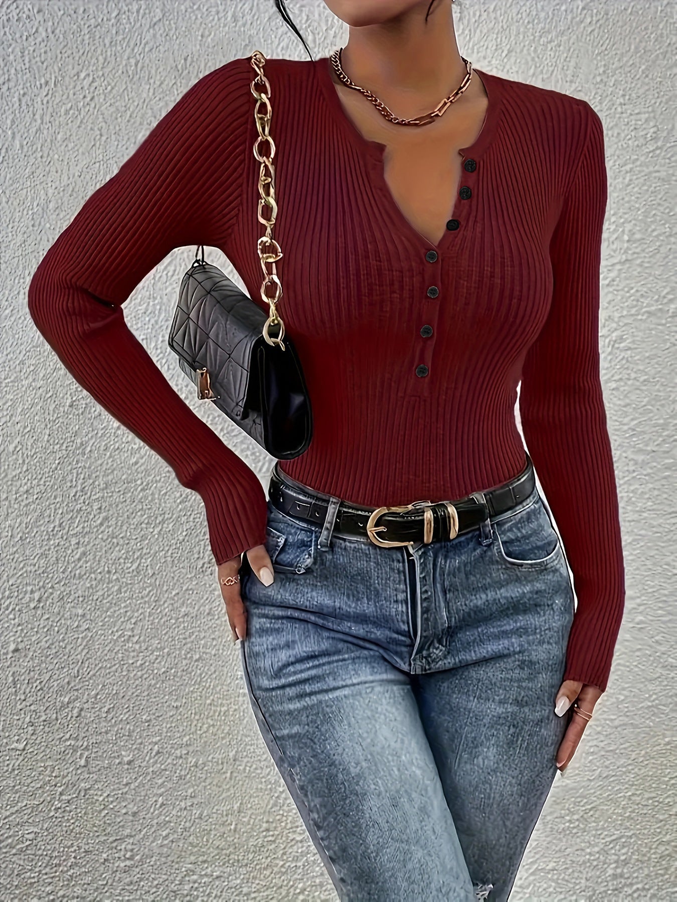 Womens Slim Fit Knit Sweater