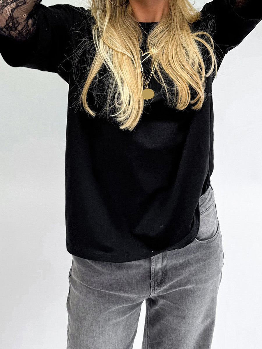 Lace Patchwork Princess Sleeve Top