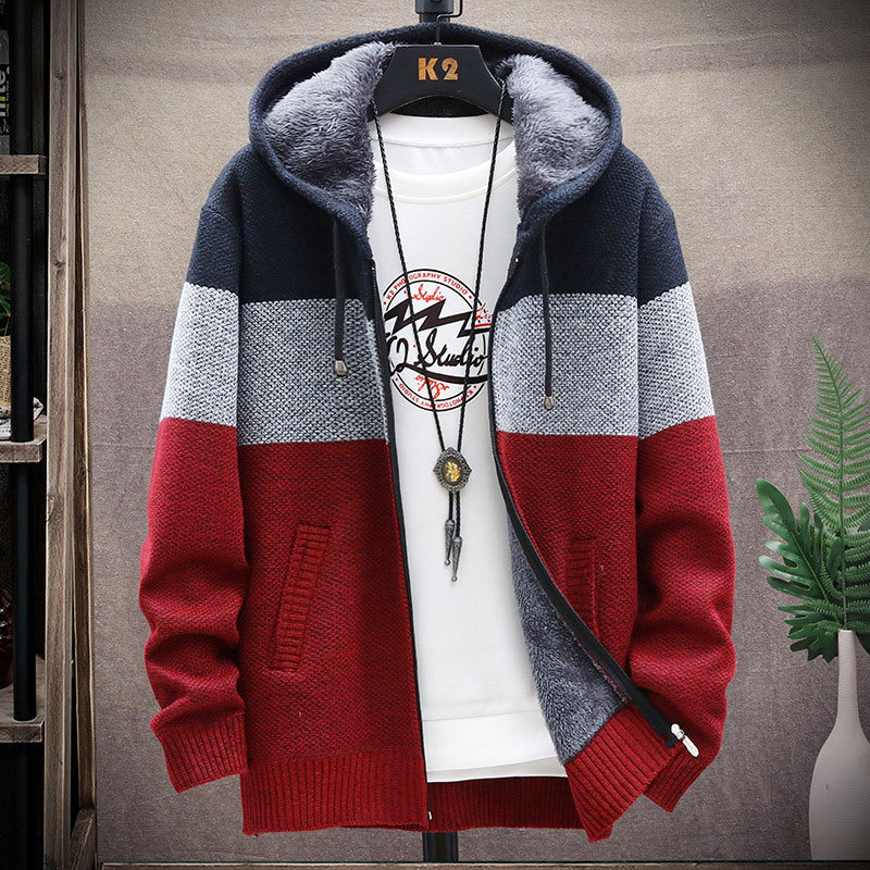 Mens Gradient Fleece Lined Hooded Cardigan