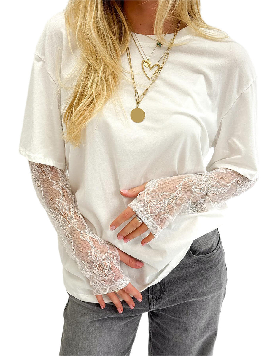 Lace Patchwork Princess Sleeve Top