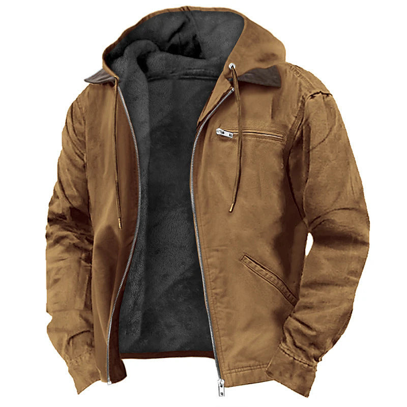 Mens Fleece-Lined Hooded Jacket