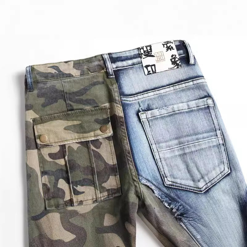 Camouflage Slim-Fit Denim Jeans