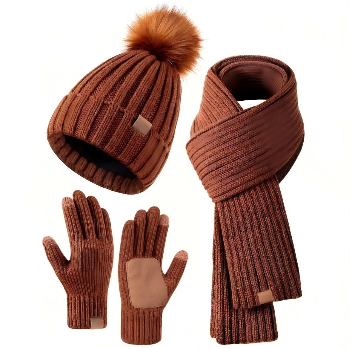 Knit Hat, Scarf & Glove Set