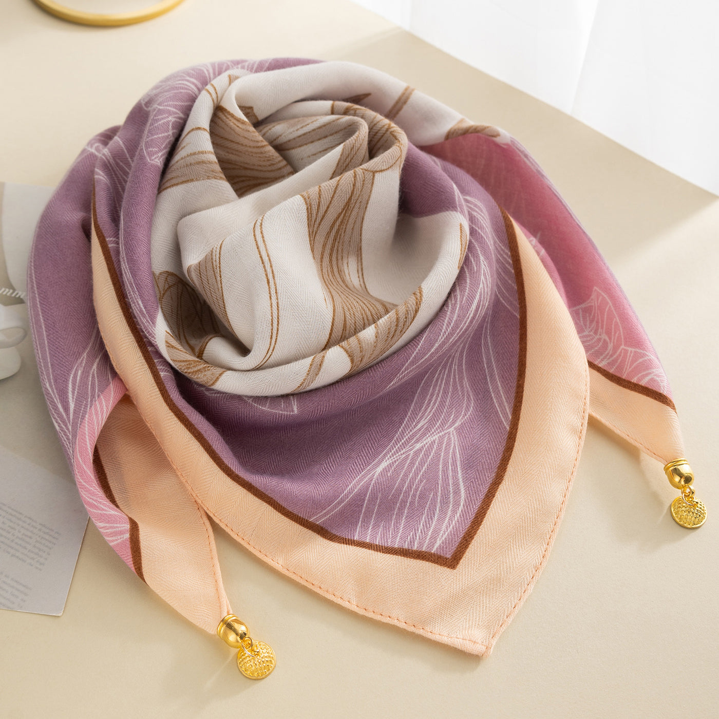 Magnetic Buckle Cotton Square Scarf
