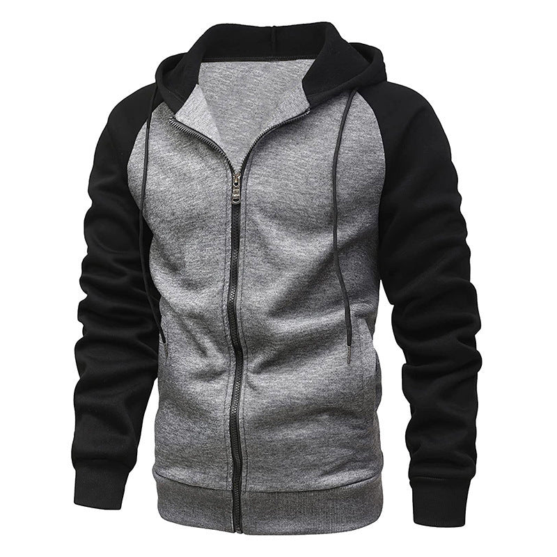 Cross-Border Men's Hooded Cardigan Sweatshirt Loose Zipper Raglan Long-Sleeved Men's Jacket