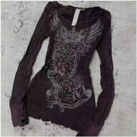 Vintage Rose Print Long Sleeve T-Shirt
