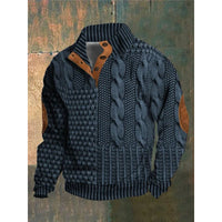 Mens Stand Collar Printed Polo Sweatshirt