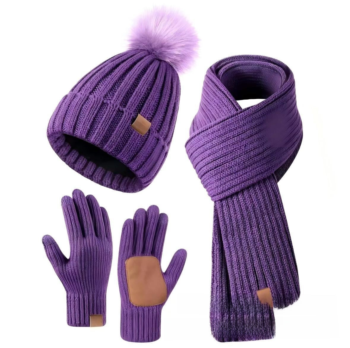 Knit Hat, Scarf & Glove Set