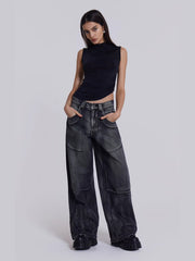 Vintage Gradient Wash Wide Leg Jeans