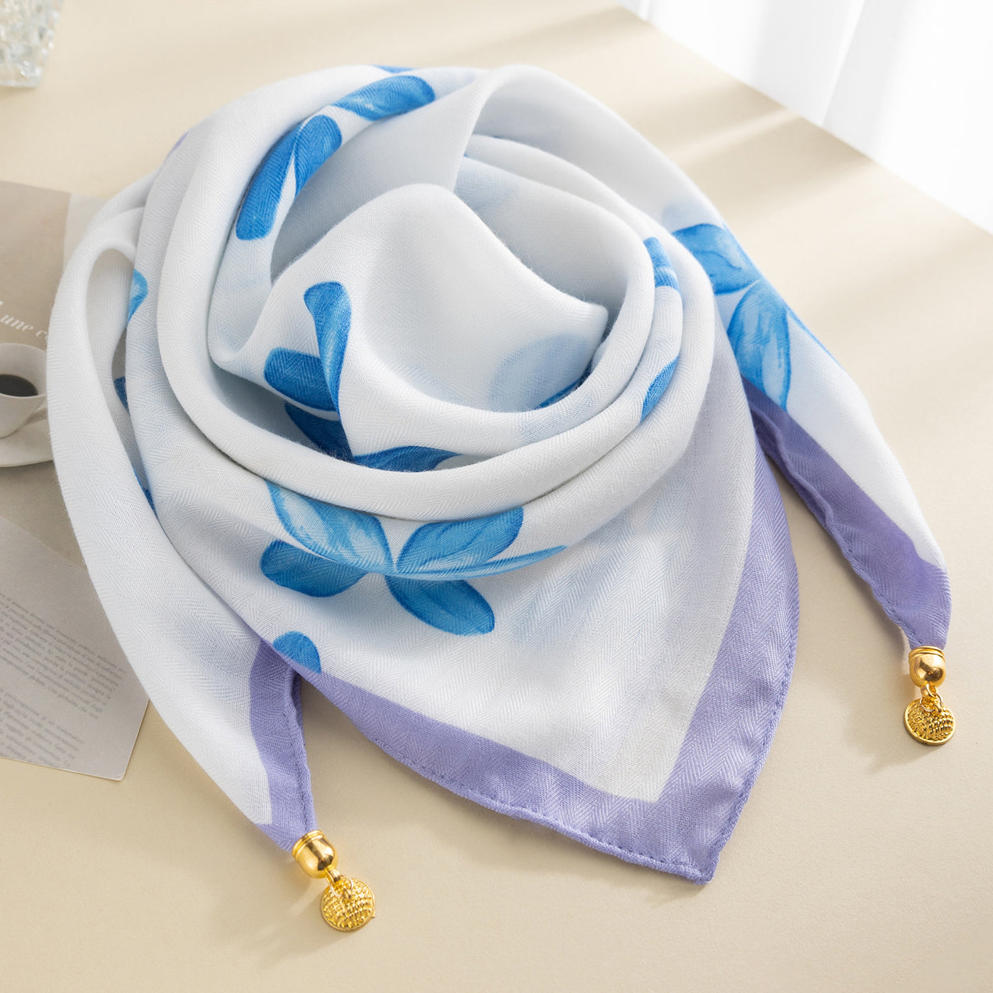 Magnetic Buckle Cotton Square Scarf