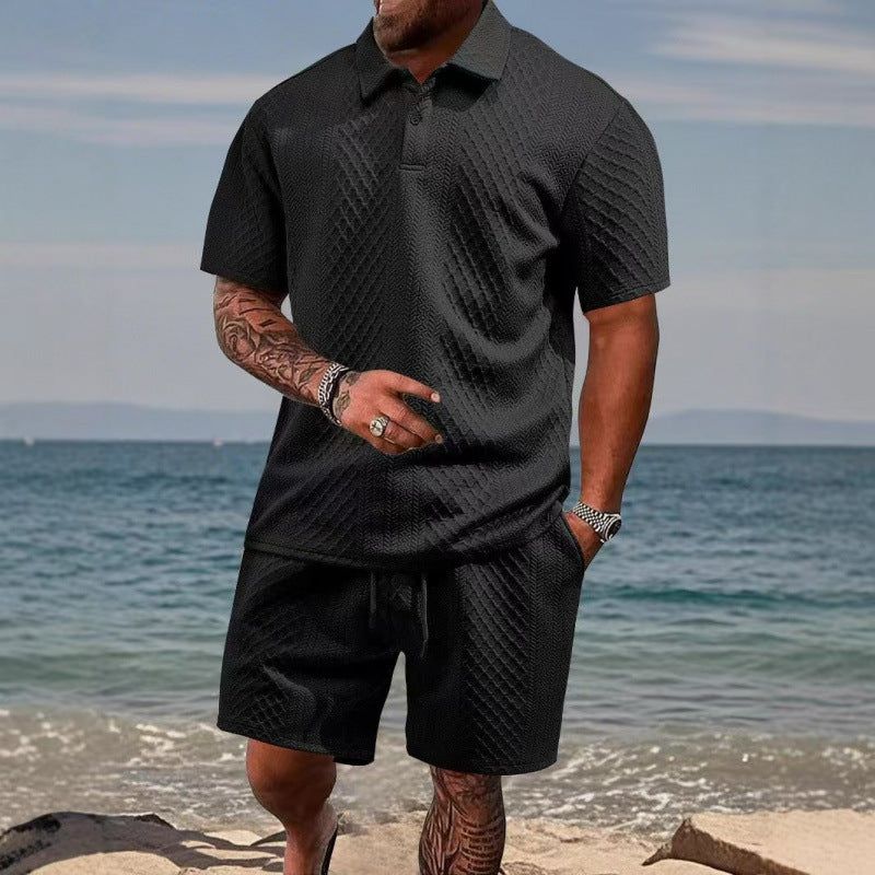 Jacquard Quick-Dry Polo & Shorts Set