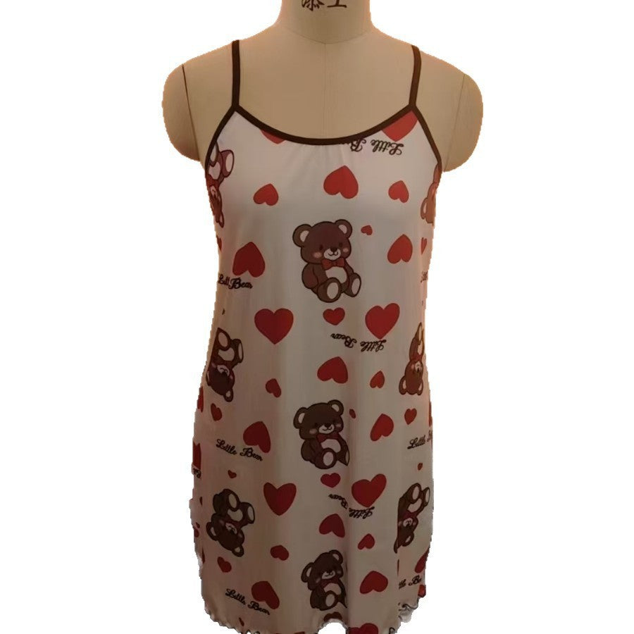 Heart Print Sling Nightgown