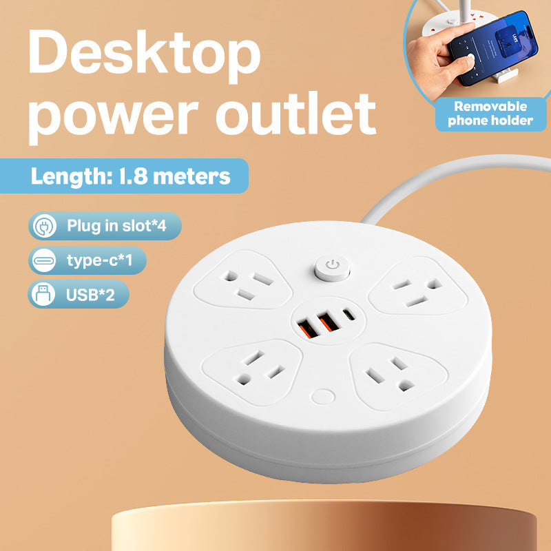 LED Desk Lamp with USB Charging Ports and Power Outlets