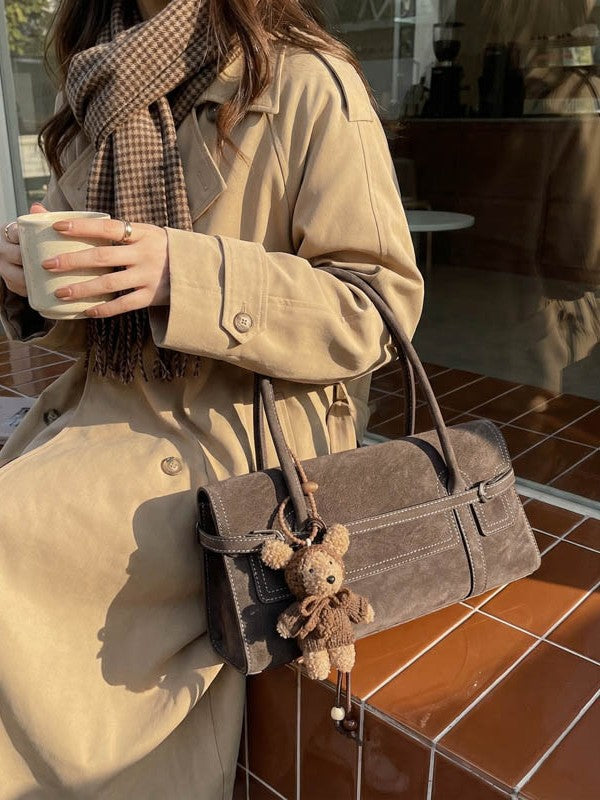 Retro Suede Baguette Bag
