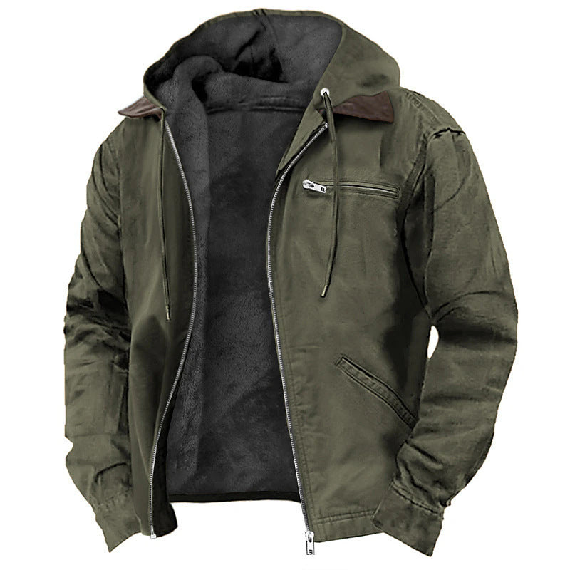 Mens Fleece-Lined Hooded Jacket