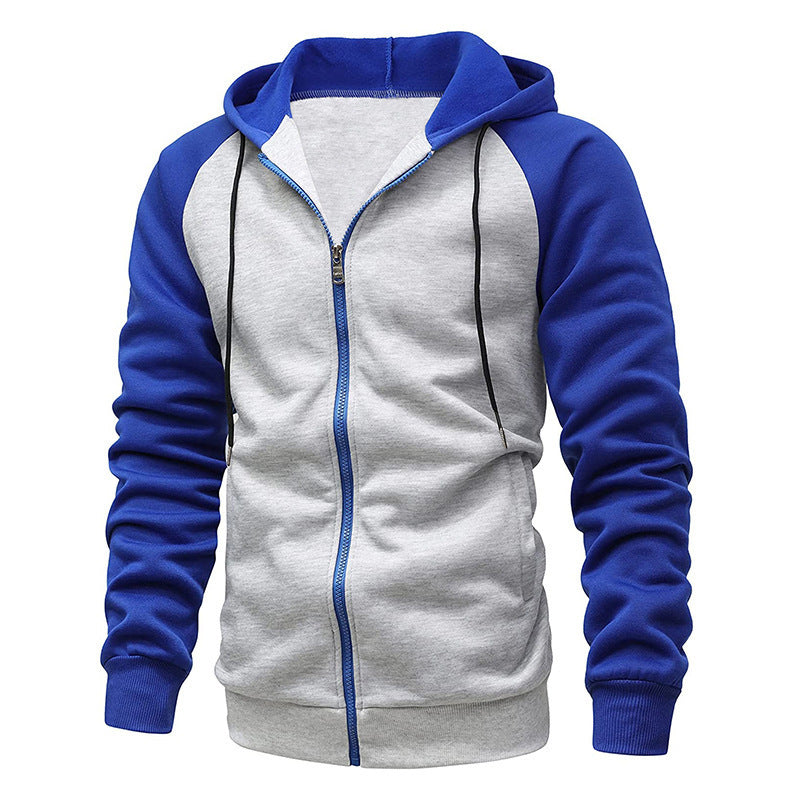 Cross-Border Men's Hooded Cardigan Sweatshirt Loose Zipper Raglan Long-Sleeved Men's Jacket