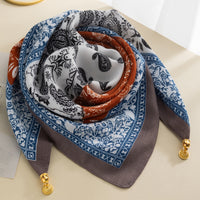 Magnetic Buckle Cotton Square Scarf