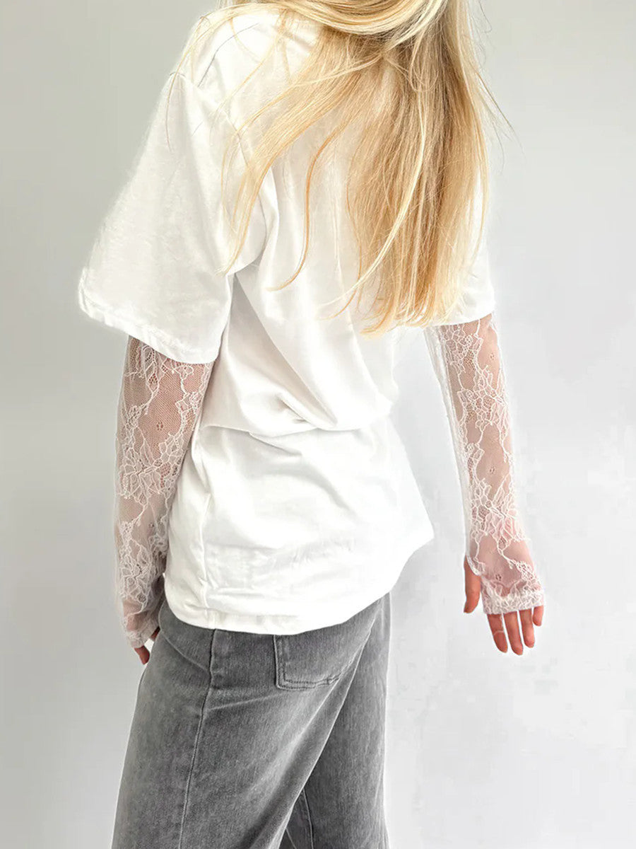 Lace Patchwork Princess Sleeve Top