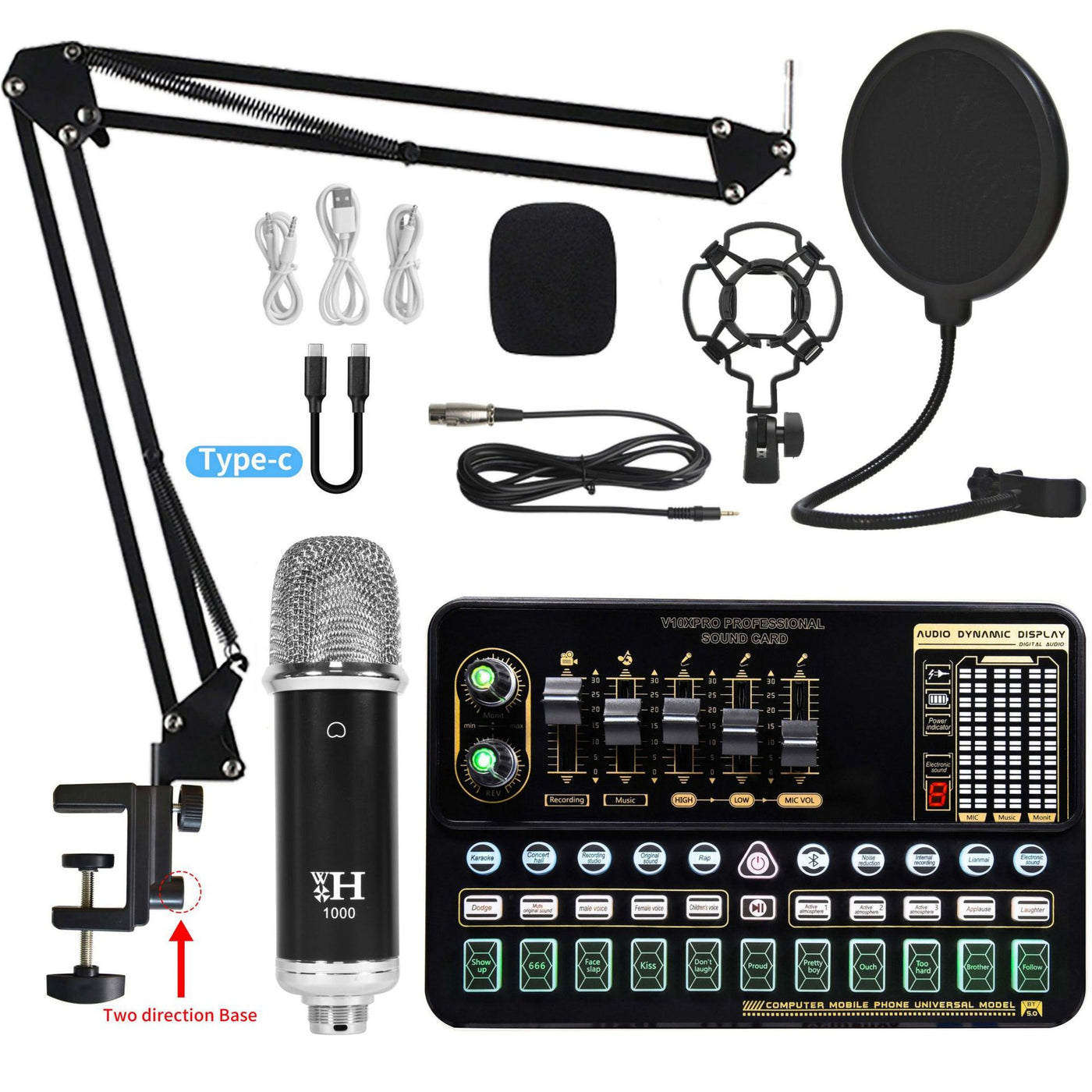 Professional V10XPRO Live Sound Card with Microphone