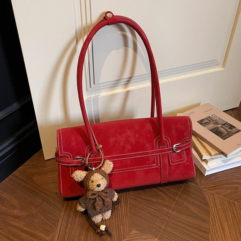 Retro Suede Baguette Bag