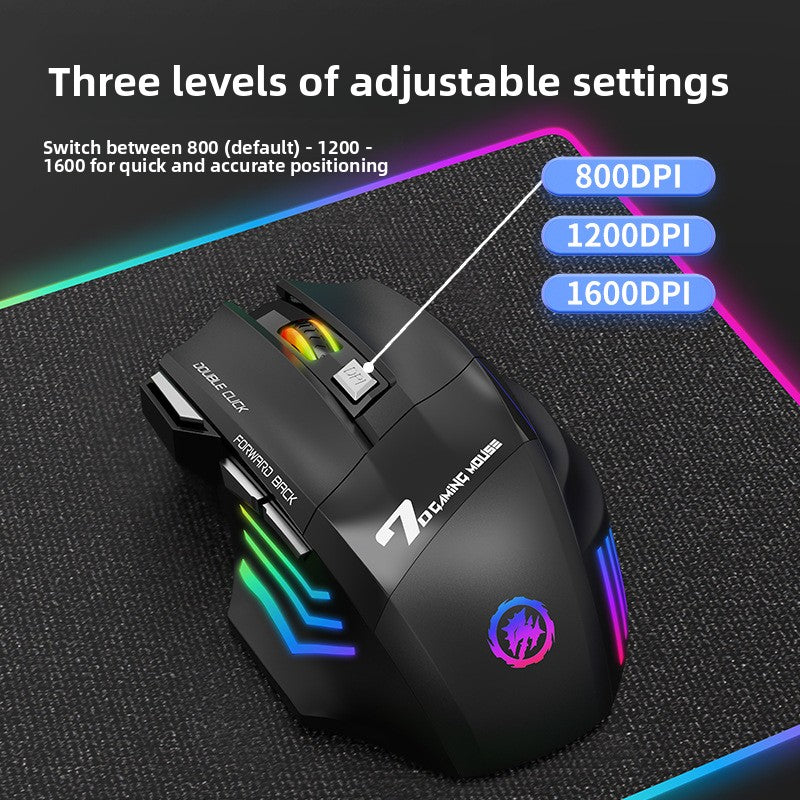 Wireless Gaming Mouse with Silent Click and RGB Lighting