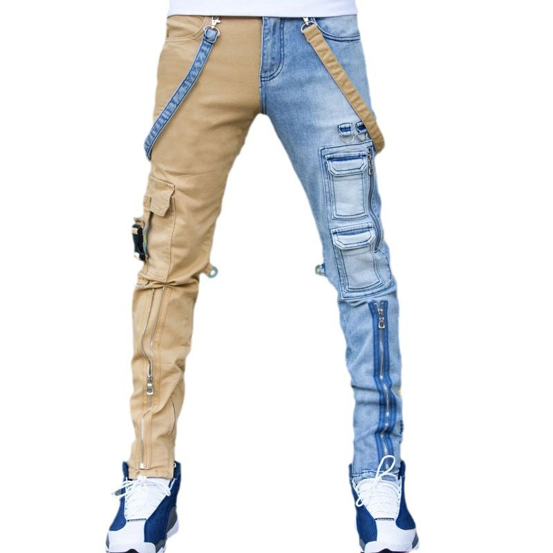 Slim-Fit Two-Tone Denim Jeans