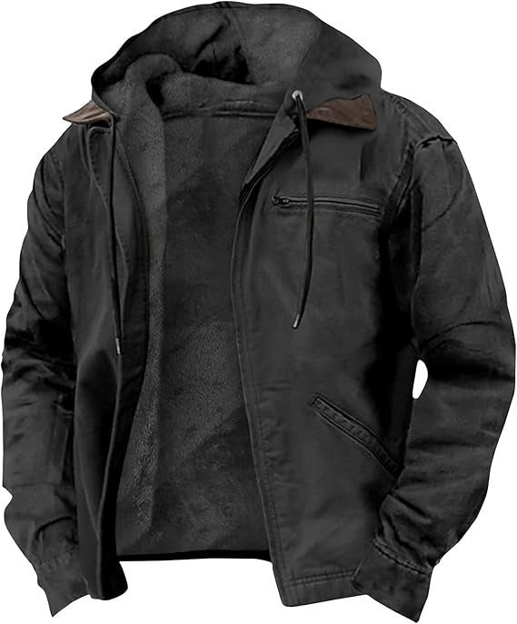 Mens Fleece-Lined Hooded Jacket