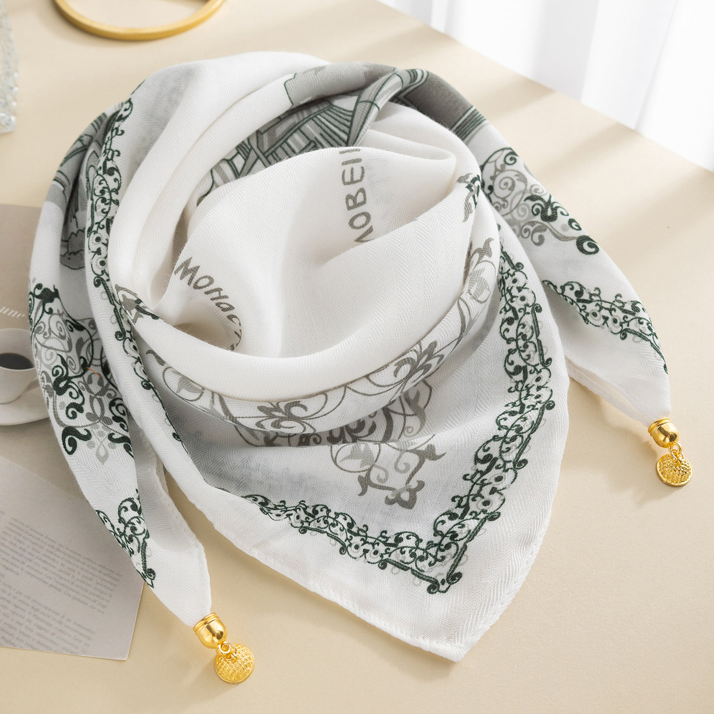 Magnetic Buckle Cotton Square Scarf