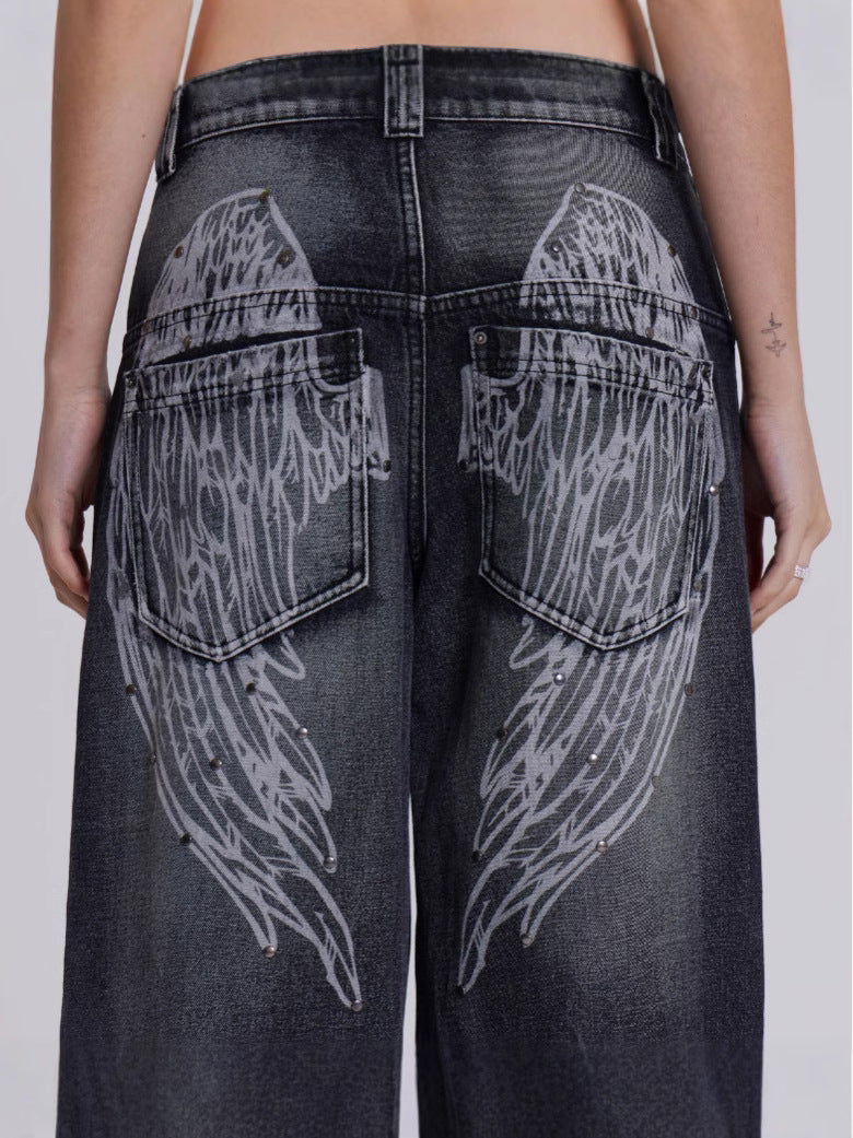 Vintage Gradient Wash Wide Leg Jeans