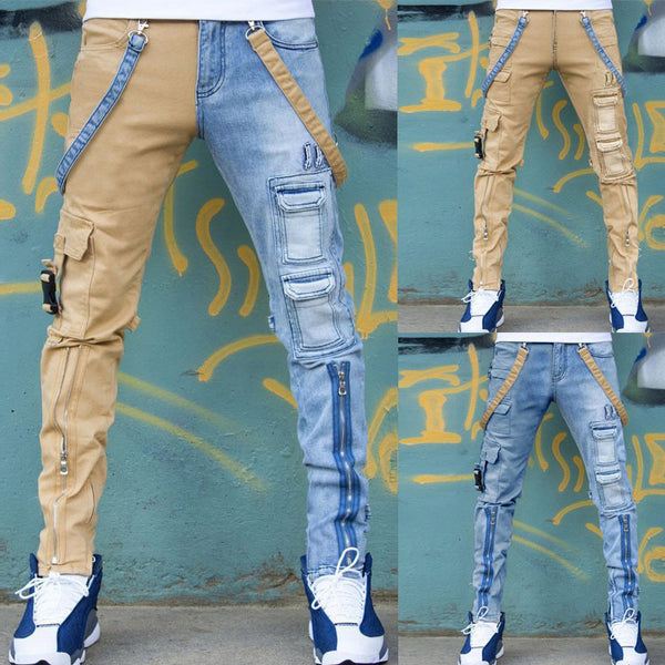 Slim-Fit Two-Tone Denim Jeans