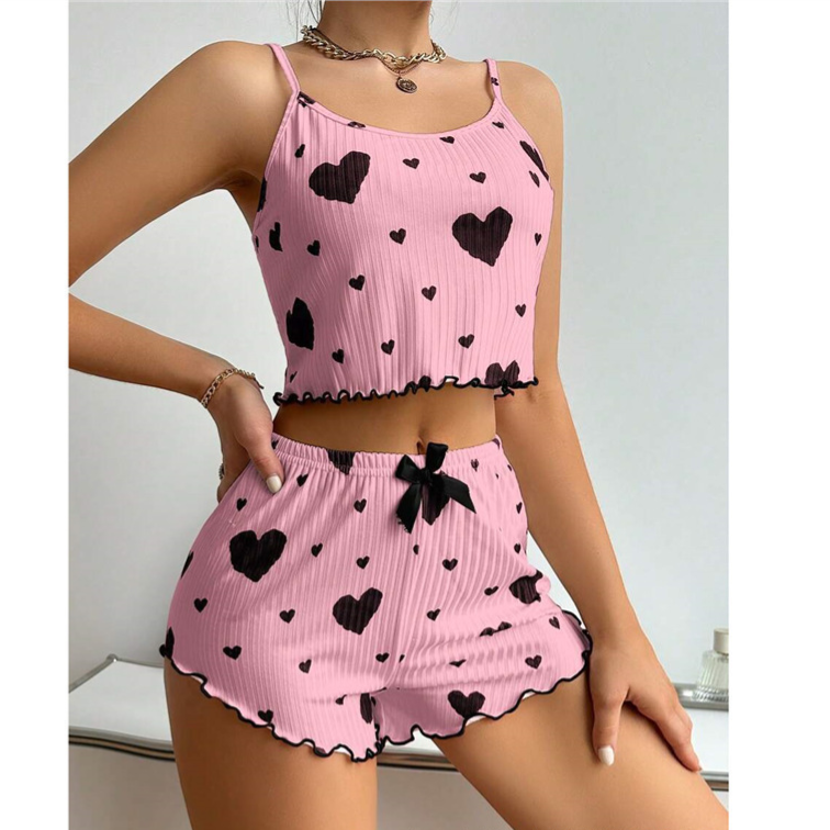 Heart Print Pajama Set