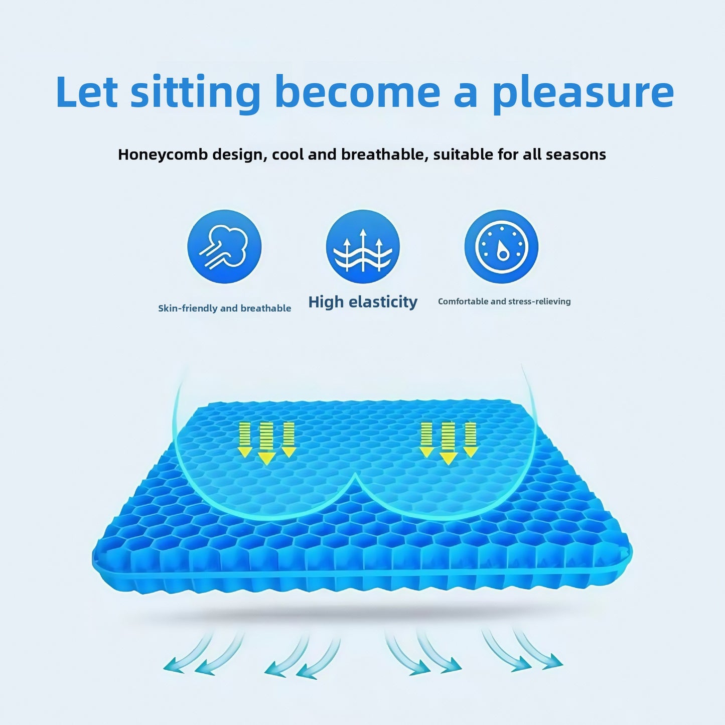 Enhanced Cooling Gel Seat Cushion with Honeycomb Design