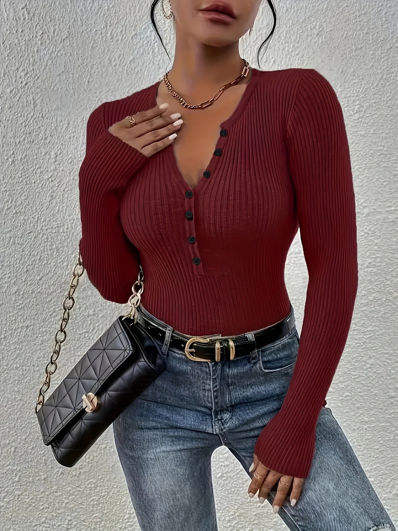 Womens Slim Fit Knit Sweater