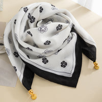 Magnetic Buckle Cotton Square Scarf