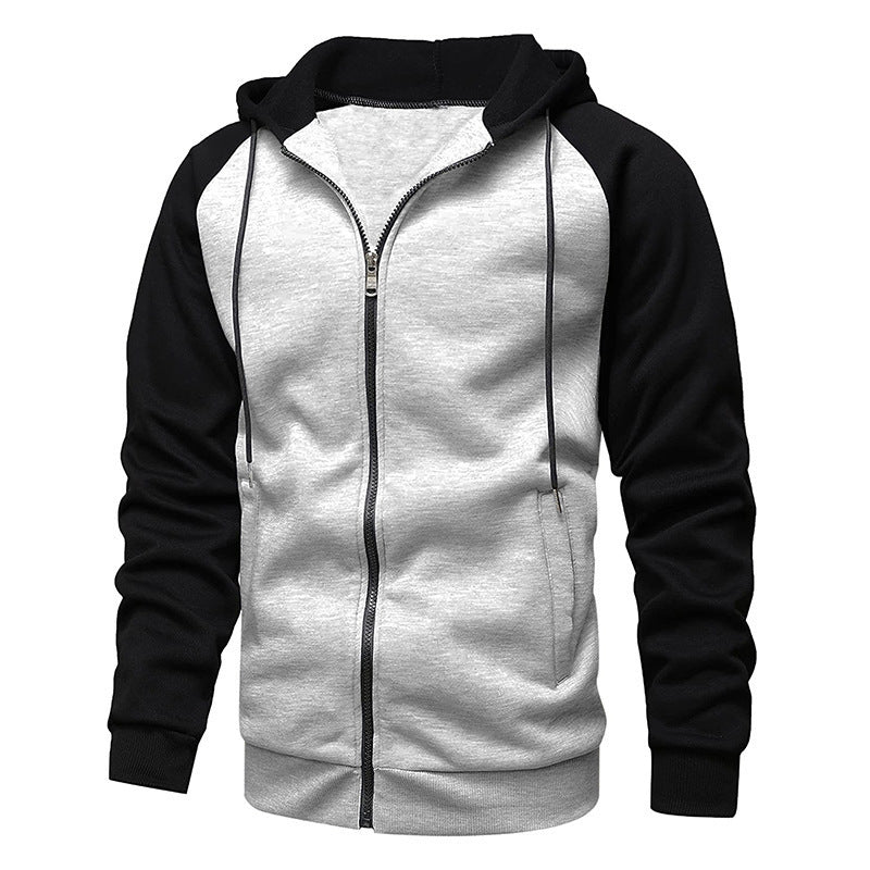 Cross-Border Men's Hooded Cardigan Sweatshirt Loose Zipper Raglan Long-Sleeved Men's Jacket