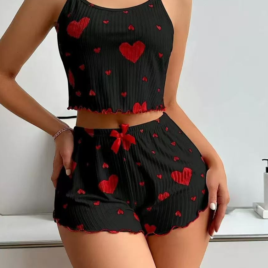 Heart Print Pajama Set