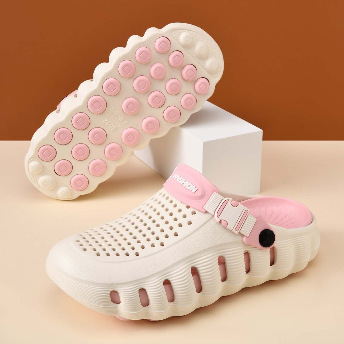 Cushioned Perforated Slide Sandals