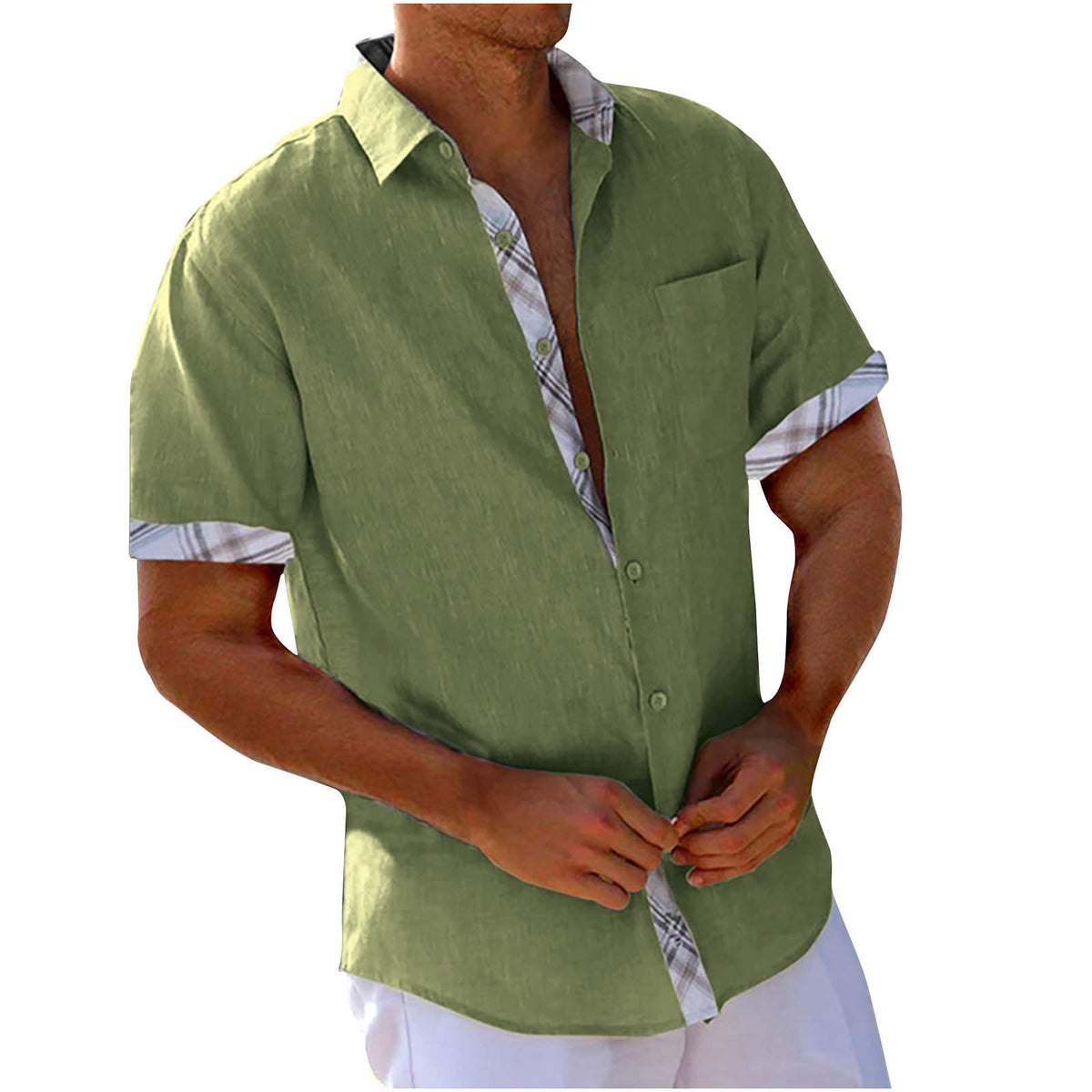 Contrast Collar Placket Shirt