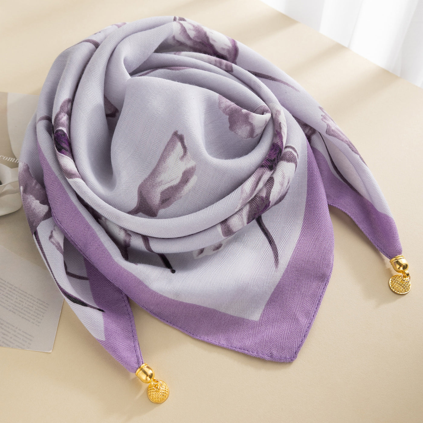 Magnetic Buckle Cotton Square Scarf